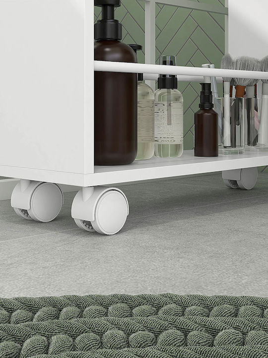 HomCom Wooden Kitchen Trolley 3 Tiers White 45x15x80cm