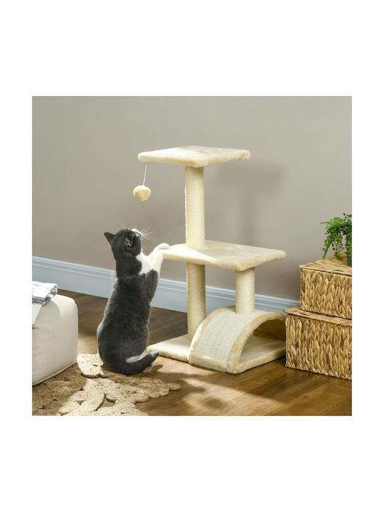 Pawhut Scratching Post Cat Trees Beige 3 levels 40x35x72cm