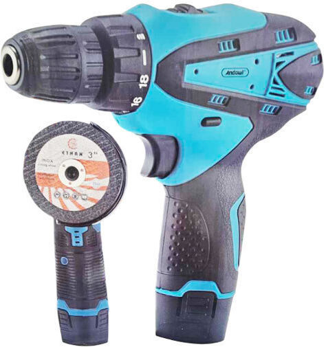 Andowl Q-G920 Σετ Γωνιακός Τροχός & Κρουστικό Δραπανοκατσάβιδο 12V με 2 Μπαταρίες και Θήκη