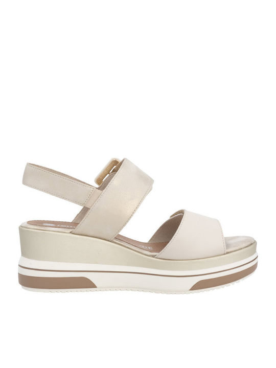 Anatomic Women's Leather Ankle Strap Platforms Gold