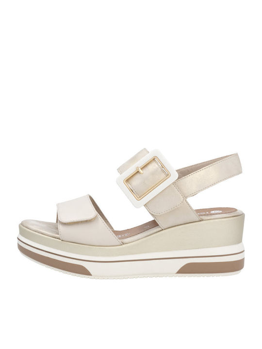 Anatomic Women's Leather Ankle Strap Platforms Gold