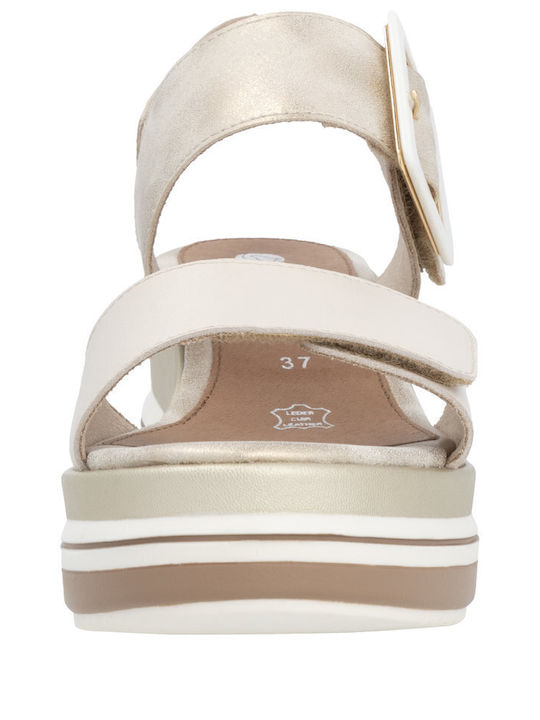 Anatomic Women's Leather Ankle Strap Platforms Gold