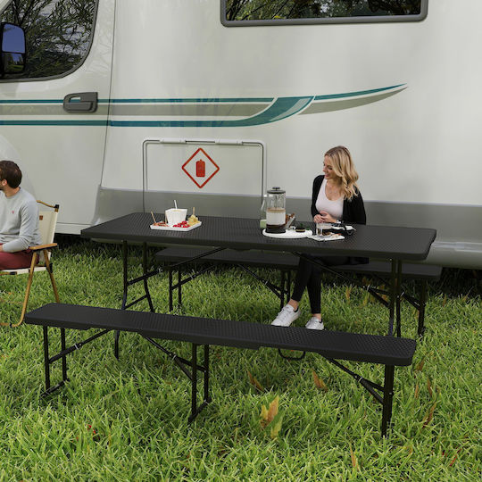 Outsunny Τραπέζι Μεταλλικό για Camping Πτυσσόμενο Μαύρο 3τμχ