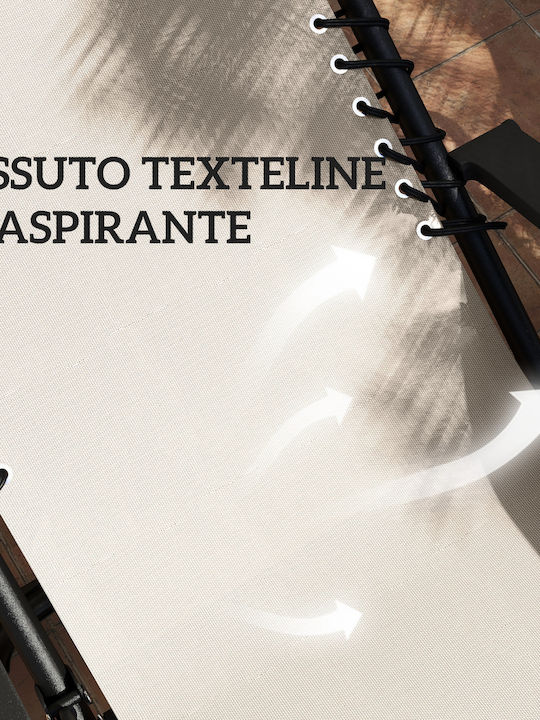 Șezlong Metal cu Pernă Bej cu Măsuță 90x65x110cm.