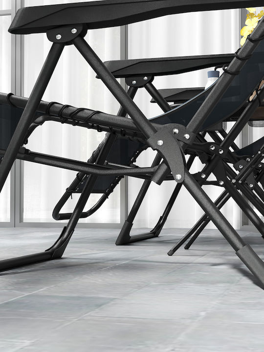 Deckchair Double Metallic with Cushion Gray with Table 90x65x110cm.