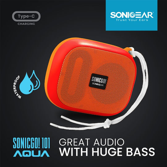 Sonic Gear SonicGo!101 Aqua Waterproof Bluetooth Speaker 10W with Radio and Battery Life up to 5 hours Red