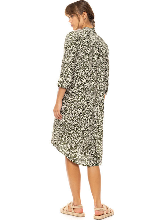 Damen Bademode Pink Label Ditsy Grün Viskose 3/4 Ärmel