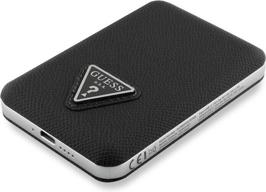 Guess Grained Triangle Logo MagSafe Power Bank 5000mAh 15W with USB-C Port Black