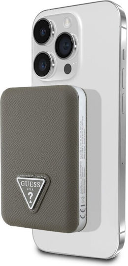 Guess Grained Triangle Logo MagSafe Power Bank 5000mAh 15W με Θύρα USB-C Καφέ