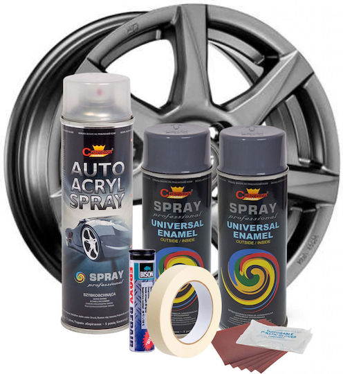 Complete Wheel Repair Painting Kit In Dark Grey Color V2