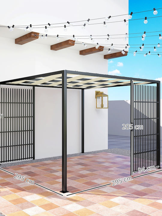 Outsunny Gazebo Garten Schwarz 3x3m