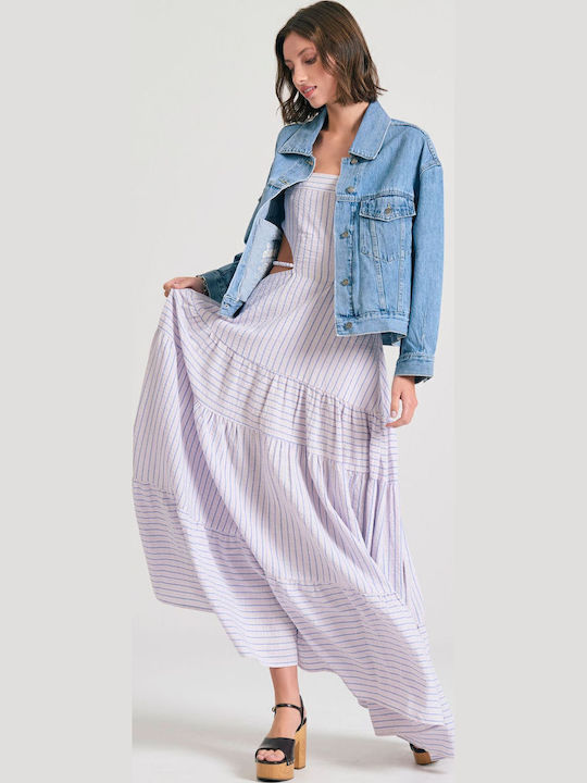 Sommer Maxi Abendkleid Off-Shoulder Dahlia Lila