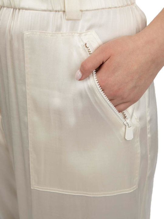 Replay Women's High-waisted Fabric Trousers Pink