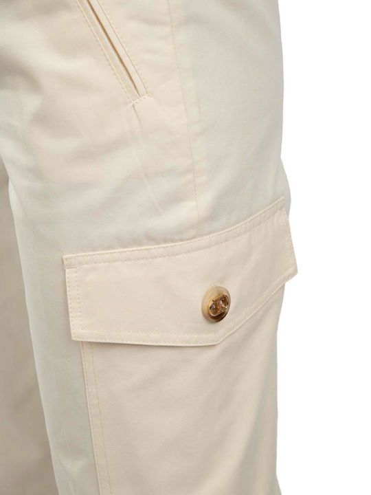 Women's Fabric Cargo Trousers Ecru