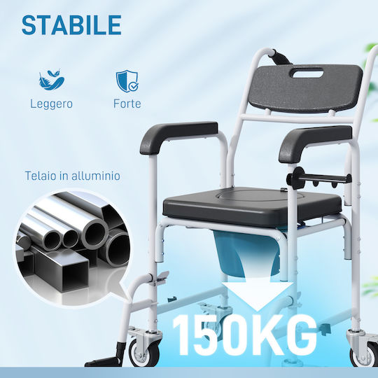 HomCom Αναπηρικό Καρότσι Μπάνιου 26cm 713-189V00BK Μαύρο