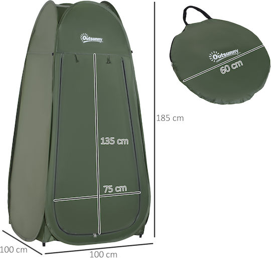 Outsunny Camping Tent Pop Up Toilet Khaki 3 Seasons 100x100x185cm