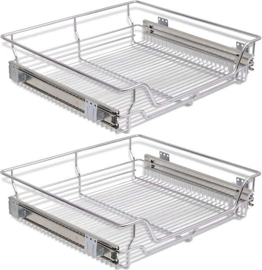 Bakaji Set of 2 Kitchen Drawer Telescopic 60cm Pull-Out Basket Space Saver 02835536