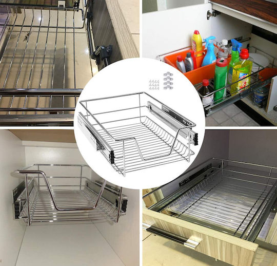 Bakaji Telescopic Kitchen Drawer 50cm Basket Sliding Shelf Space-Saving Steel 02832646