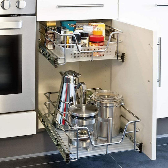 Bakaji Set of 2 Kitchen Drawer Telescopic 60cm Pull-Out Basket Space Saver 02835536