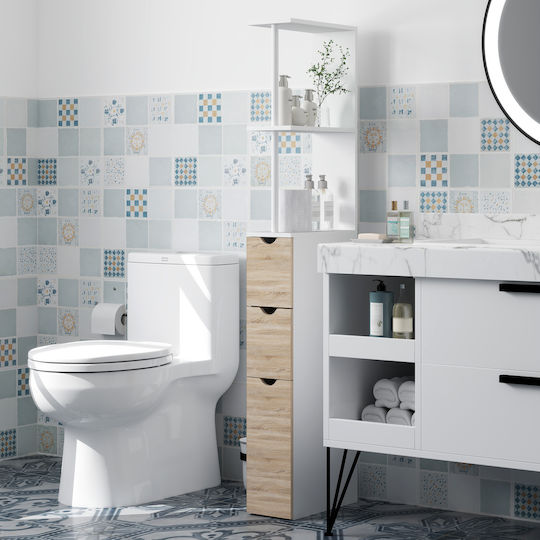 HomCom Floor Bathroom Column Cabinet L15xD33xH136cm White