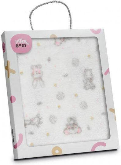 Interbaby Κουβέρτα Ισπανίας Αγκαλιάς & Λίκνου Koala Λευκή 80x110εκ.
