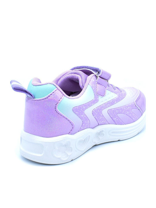 Παιδικά Sneakers με Σκρατς & Φωτάκια Μωβ
