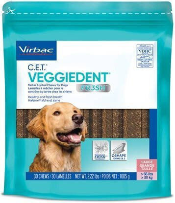 Virbac Veggiedent Fresh Λιχουδιά για Σκύλους κατά της Πέτρας & Πλάκας 15τμχ