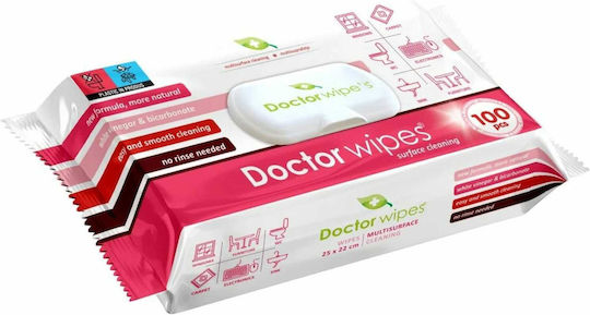 Șervețele umede cu bicarbonat de sodiu și oțet pentru multiple suprafețe Doctor Wipes 25 x 22 cm 100 bucăți per pachet