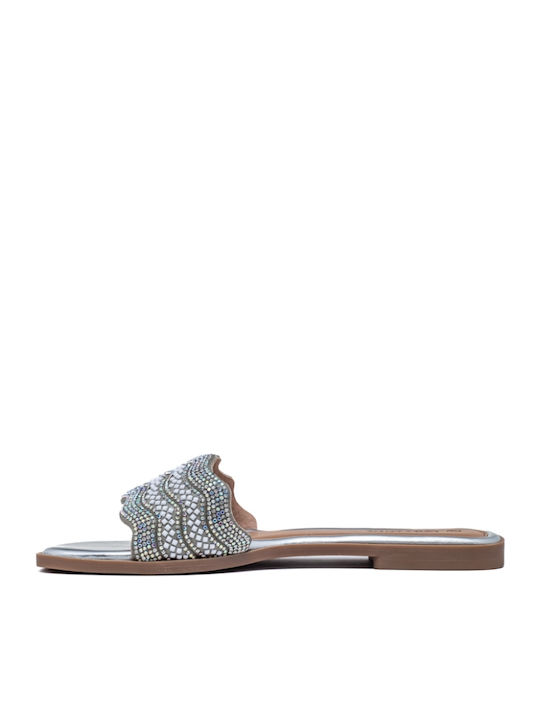 Women's Flat Sandals in Silver Color