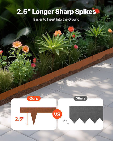 Vevor Metal Garden Border with Spears in Gray Color 1.01m x 11.43cm