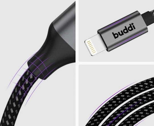 Buddi Редовна 3.5mm към Lightning кабел Черен 1м