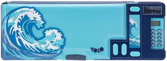 Yolo Magnetic Pencil Case with Calculator Blue