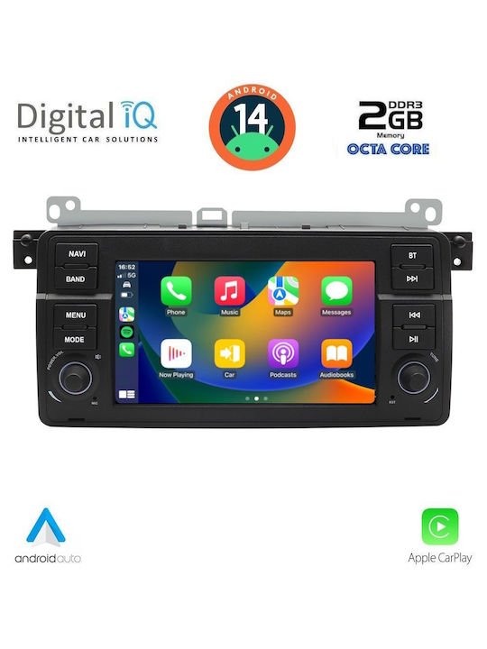 Digital IQ Car Audio System for BMW E46 1998-2005 (Bluetooth/USB/AUX/WiFi/GPS/Apple-Carplay/Android-Auto) with Touch Screen 7"