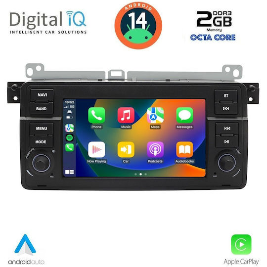 Digital IQ Car Audio System for BMW E46 1998-2005 (Bluetooth/USB/AUX/WiFi/GPS/Apple-Carplay/Android-Auto) with Touch Screen 7"