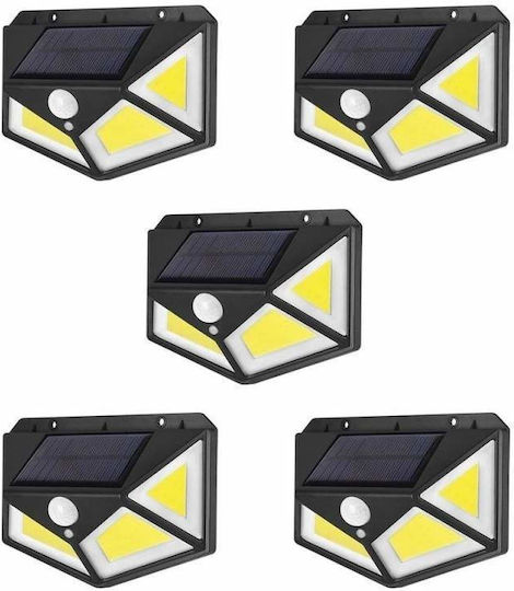 Set 5 Wand-Solarleuchten 1W 600lm mit Bewegungssensor 5cmx100cmcm