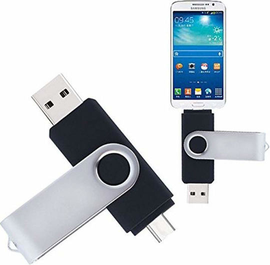 Siks Memory Stick 32 Gb 2 În 1 Usb 2.0 Type-c 360° Rotativ Impermeabil Compatibil Smartphone-uri Calculatoare Tablete Alte Dispozitive Port Usb Type-c Compatibilitate Otg Viteză Mare Gri Negru