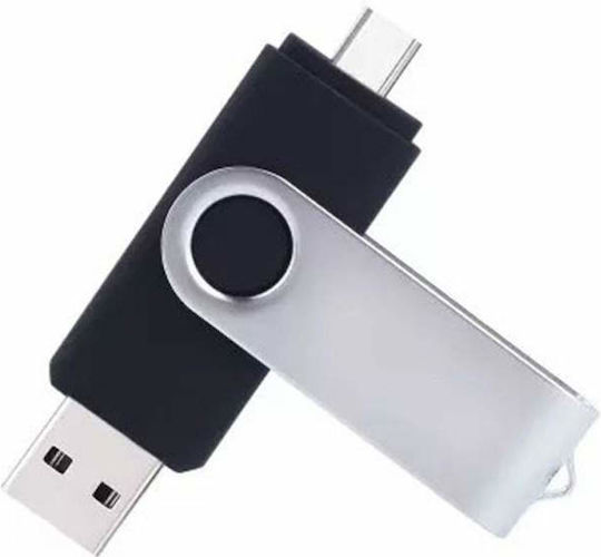 Siks Memory Stick 32 Gb 2 În 1 Usb 2.0 Type-c 360° Rotativ Impermeabil Compatibil Smartphone-uri Calculatoare Tablete Alte Dispozitive Port Usb Type-c Compatibilitate Otg Viteză Mare Gri Negru