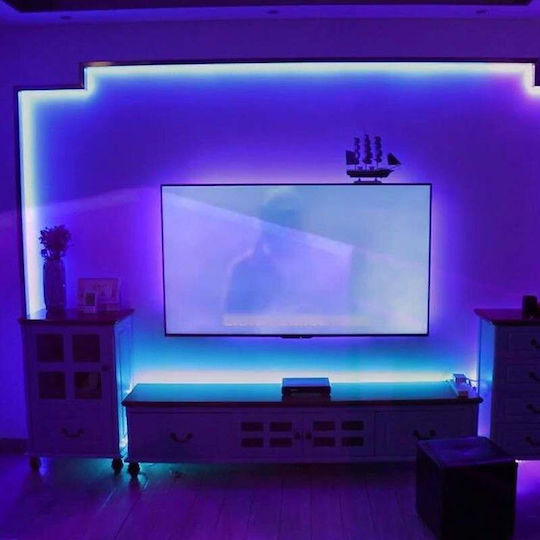 Ταινία LED Τηλεόρασης 220V RGB Φως 3m με Τροφοδοτικό & Τηλεχειριστήριο