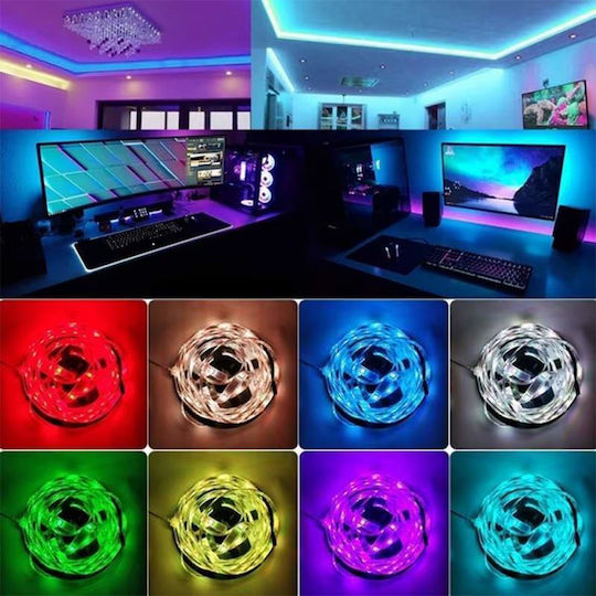 Ταινία LED Τηλεόρασης 220V RGB Φως 3m με Τροφοδοτικό & Τηλεχειριστήριο