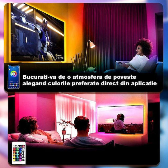 Αδιάβροχη Smart Ταινία LED Τηλεόρασης Μπλε Φως 20m Τύπου SMD2835 με Τηλεχειριστήριο