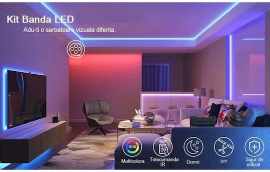 LED Strip 12V RGB Light 5m Type SMD5050 with Power Supply & Remote Control