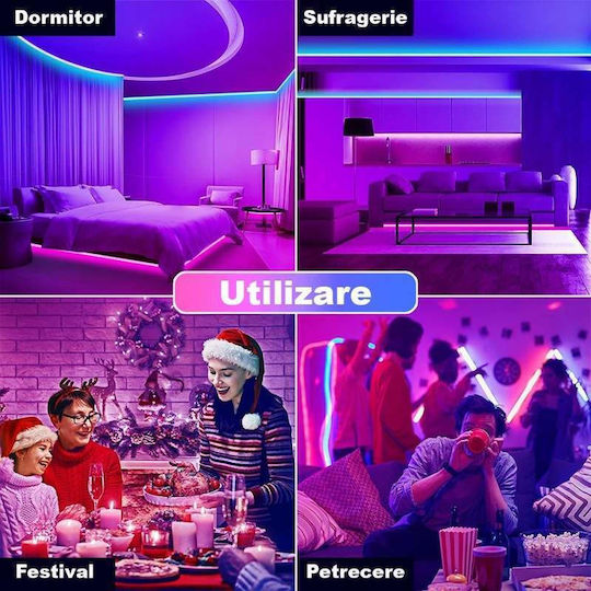 Rezistent la apă Inteligent Bandă LED Pentru televizor Albastru Lumină 2x5m Tip SMD2835 cu Sursă de alimentare & Telecomandă