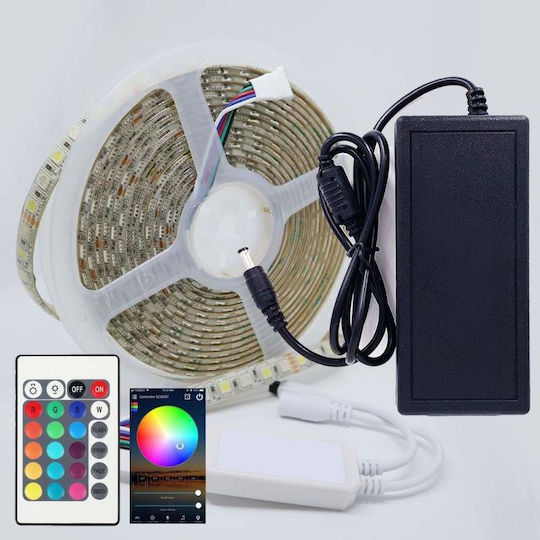 Αδιάβροχη Ταινία LED Τηλεόρασης 12V RGB Φως 5m Τύπου SMD5050 με Τηλεχειριστήριο