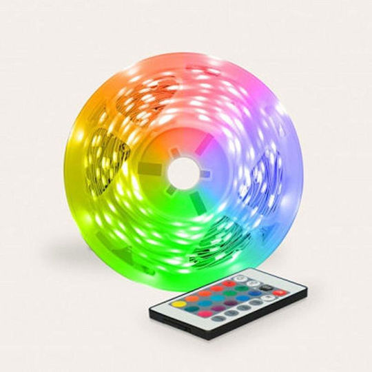 Αδιάβροχη Ταινία LED Τηλεόρασης 12V RGB Φως 5m Τύπου SMD5050 με Τηλεχειριστήριο