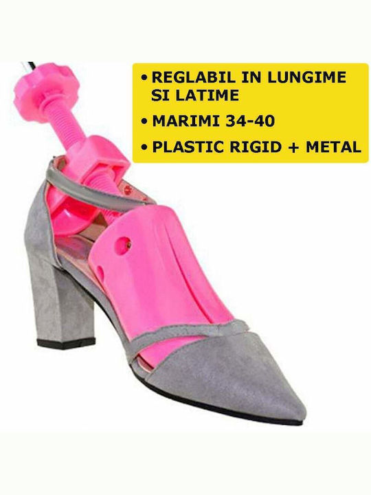 Set 2 Întinzătoare Reglabile pentru Pantofi Lărgire Lungire Dispozitiv de Modelare a Piciorului care se Adaptează la Forma Piciorului Unisex Material ABS Mărime 34-40 Roz