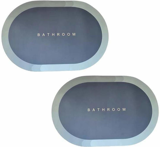 Rutschfest Set Badematten Oval Blue 2Stück
