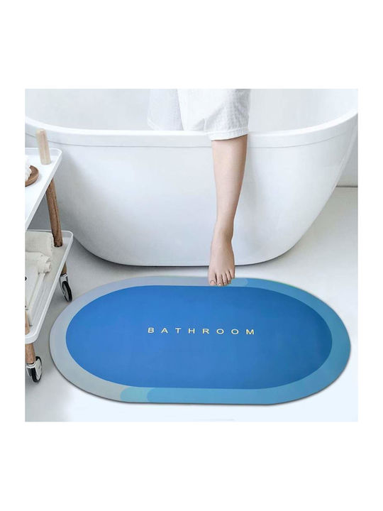 Αντιολισθητικό Πατάκι Μπάνιου Οβάλ Blue 90x60εκ.