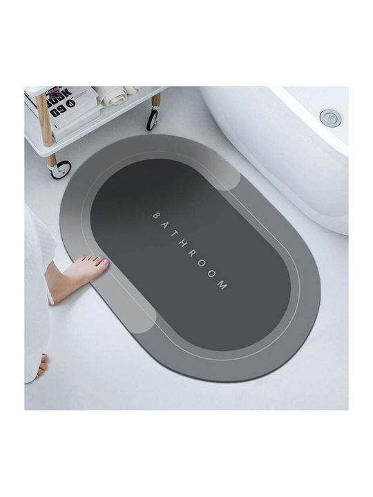 Rutschfest Badematte Synthetisch,Polyester/Cotton/Leather Oval Gray 57x38cm