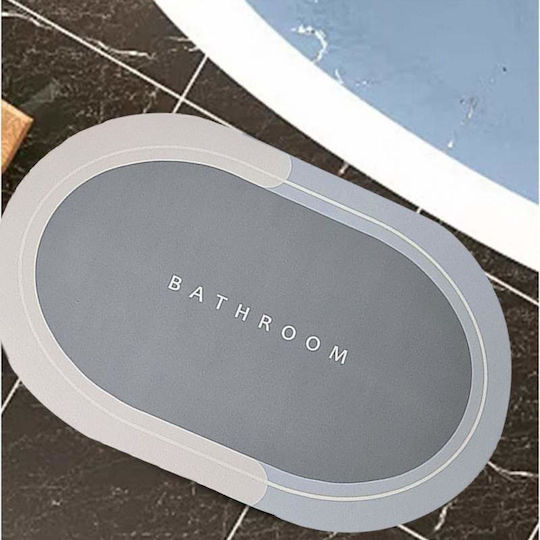 Αντιολισθητικό Σετ Πατάκια Μπάνιου Οβάλ Light Blue/grey 3τμχ