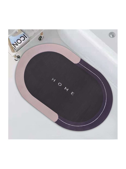 Αντιολισθητικό Πατάκι Μπάνιου Οβάλ Pink-black 57x38εκ.